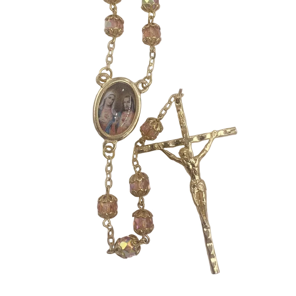 23"GOLD AND PINK SACRED HEARTS CENTER