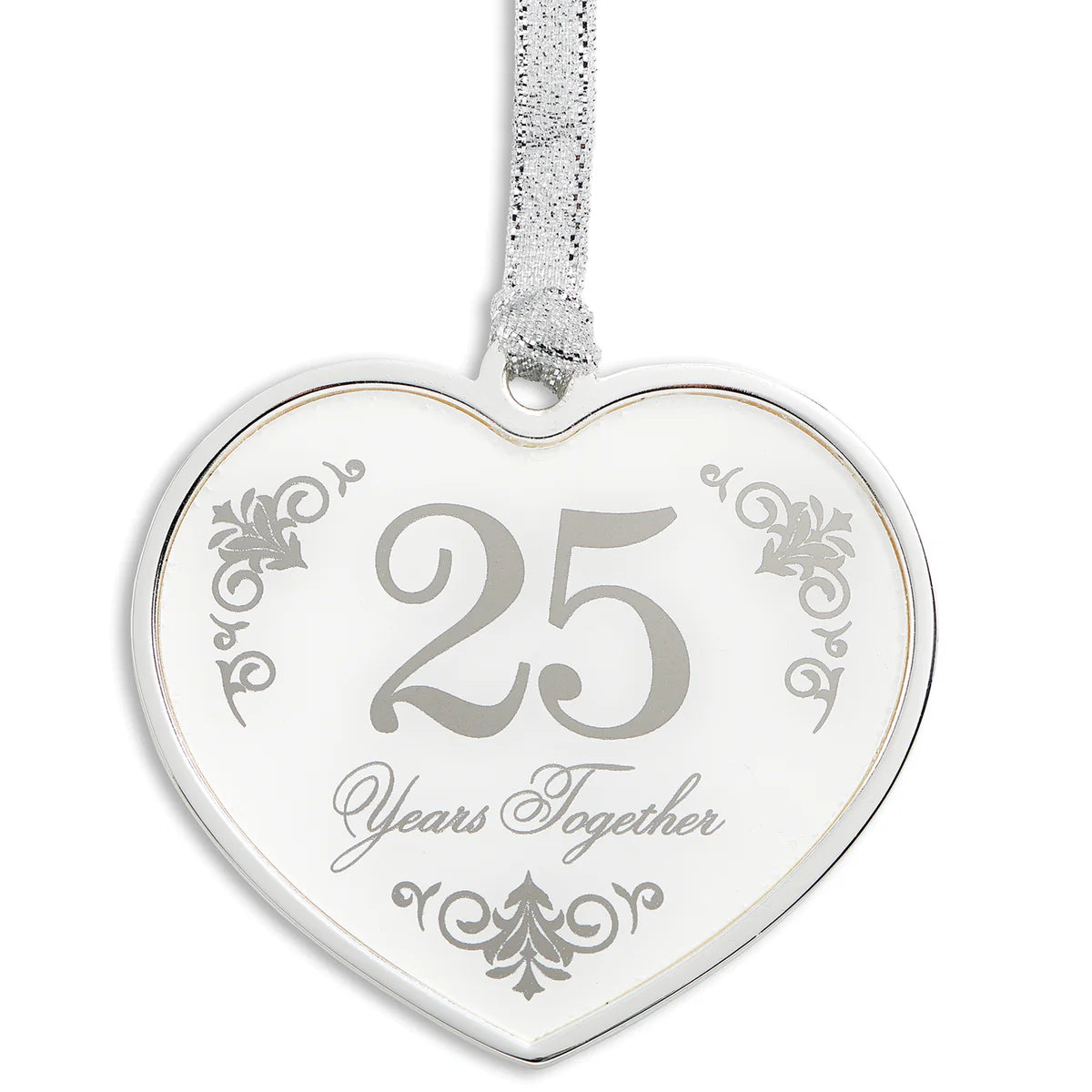 Caroline Collection 25th Wedding Anniversary Heart Ornament E4-R
