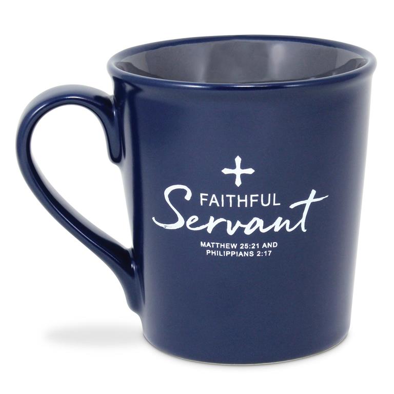 COFFEE CUP FAITHFUL SERVANT BLUE 14OZ