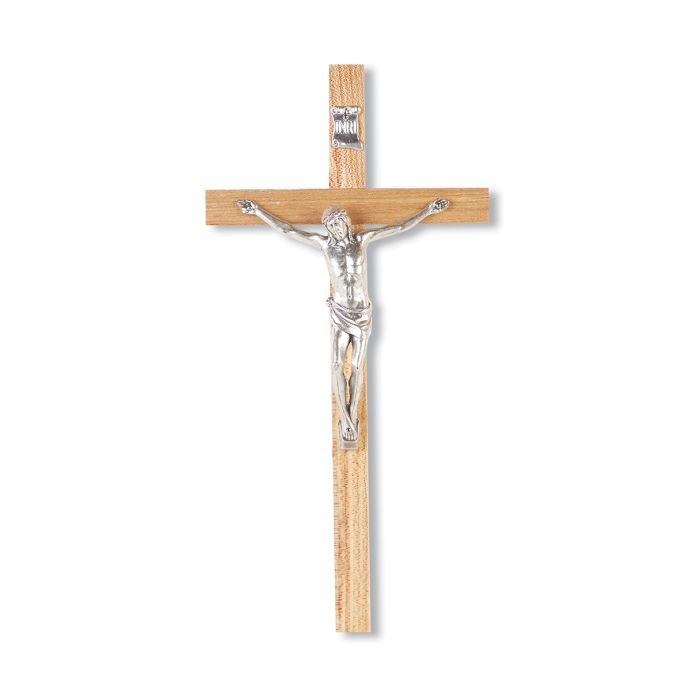 10"OAK WOOD CROSS WITH A FINE PEWTER CORPUS D2"BODEGA CUADROS RUSTICOS"