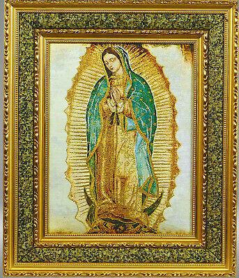 Virgen De Guadalupe Imagen 27"x35" En Tela Acojinada Doble Cuadro