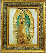 Virgen De Guadalupe Imagen 27"x35" En Tela Acojinada Doble Cuadro