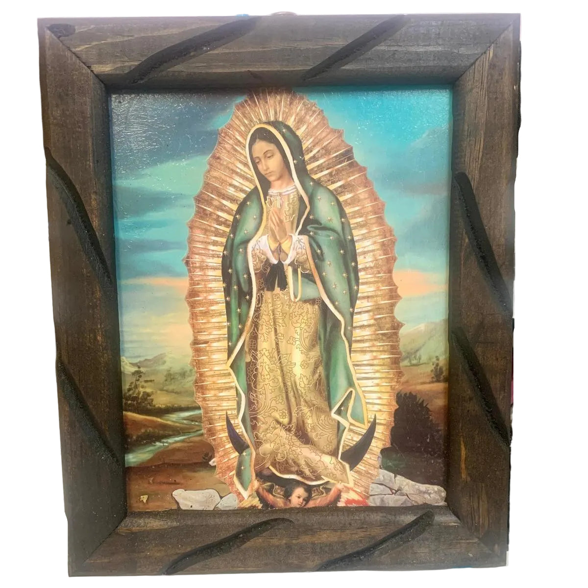 CUADRO RUSTICO MINI DE GUADALUPE 9X11