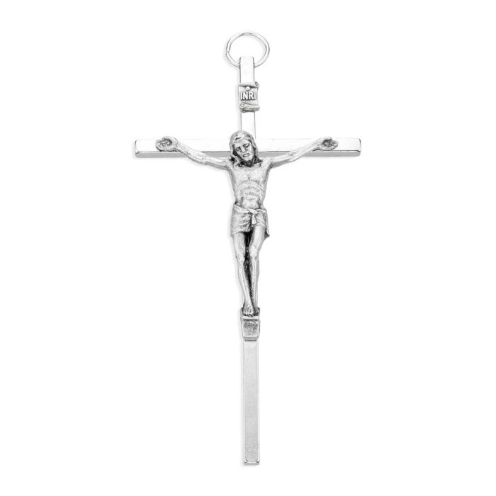 5" Silver Tone Crucifix with Silver Oxidized Corpus