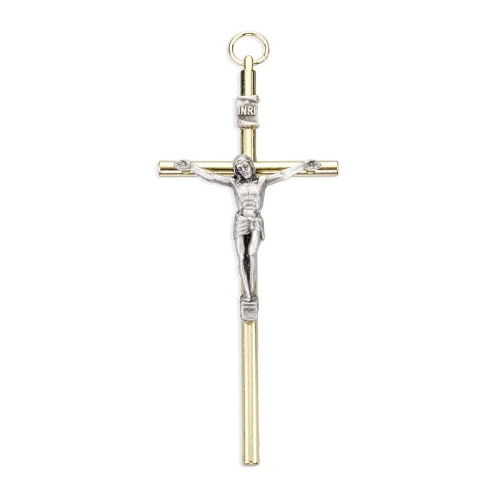 4" Crucifix with Golden Cross and Silver Corpus