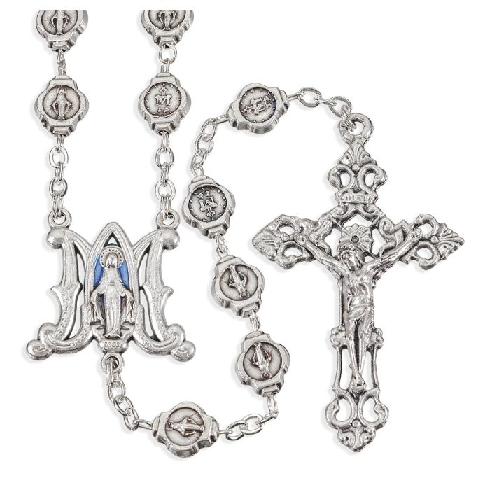 Our Lady of Grace Medal Bead Epoxied Rosary, Boxed