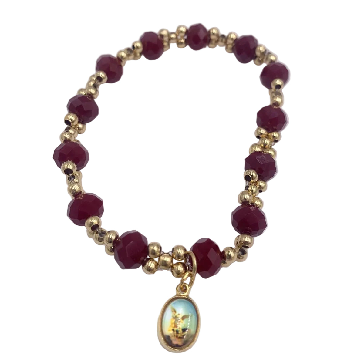 GOLD AND COLORFUL BRACELETS WITH DIFFERENT MEDALS