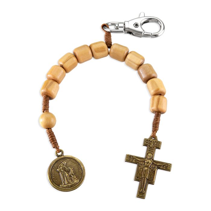 Franciscan One Decade Wood Rosary Backpack Clip