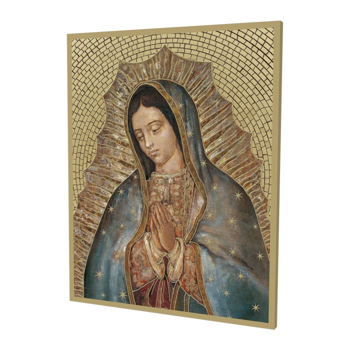 Gold Foil Mosaic Plaque of Our Lady of Guadalupe.