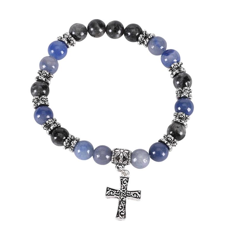 STRETCH BRACELET BLUE STONE SILVERPLATED