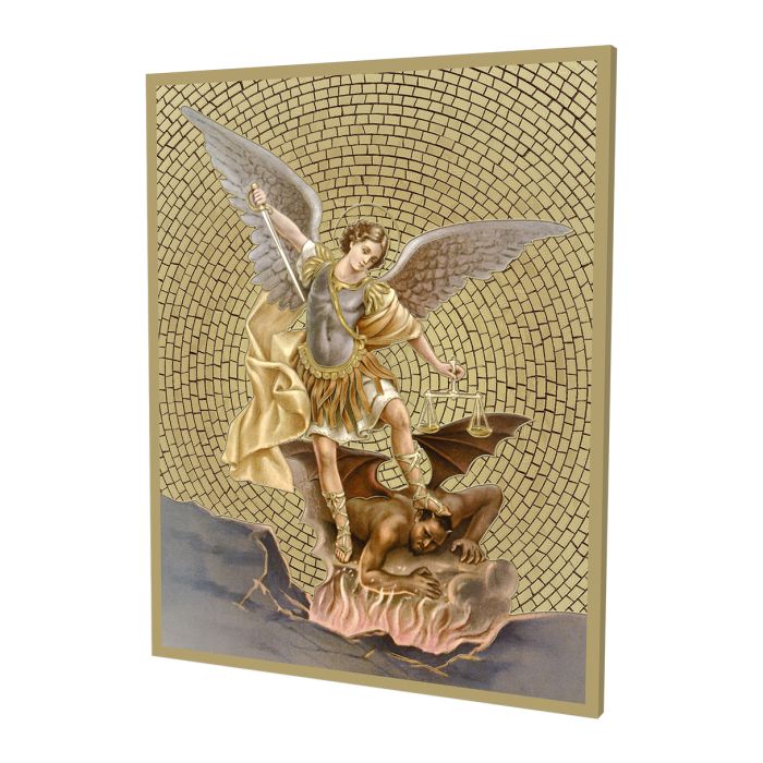 Gold Foil Mosaic Plaque of Saint Michael.