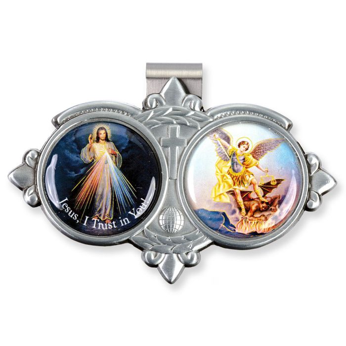 Divine Mercy and St. Michael Resin Visor Clip