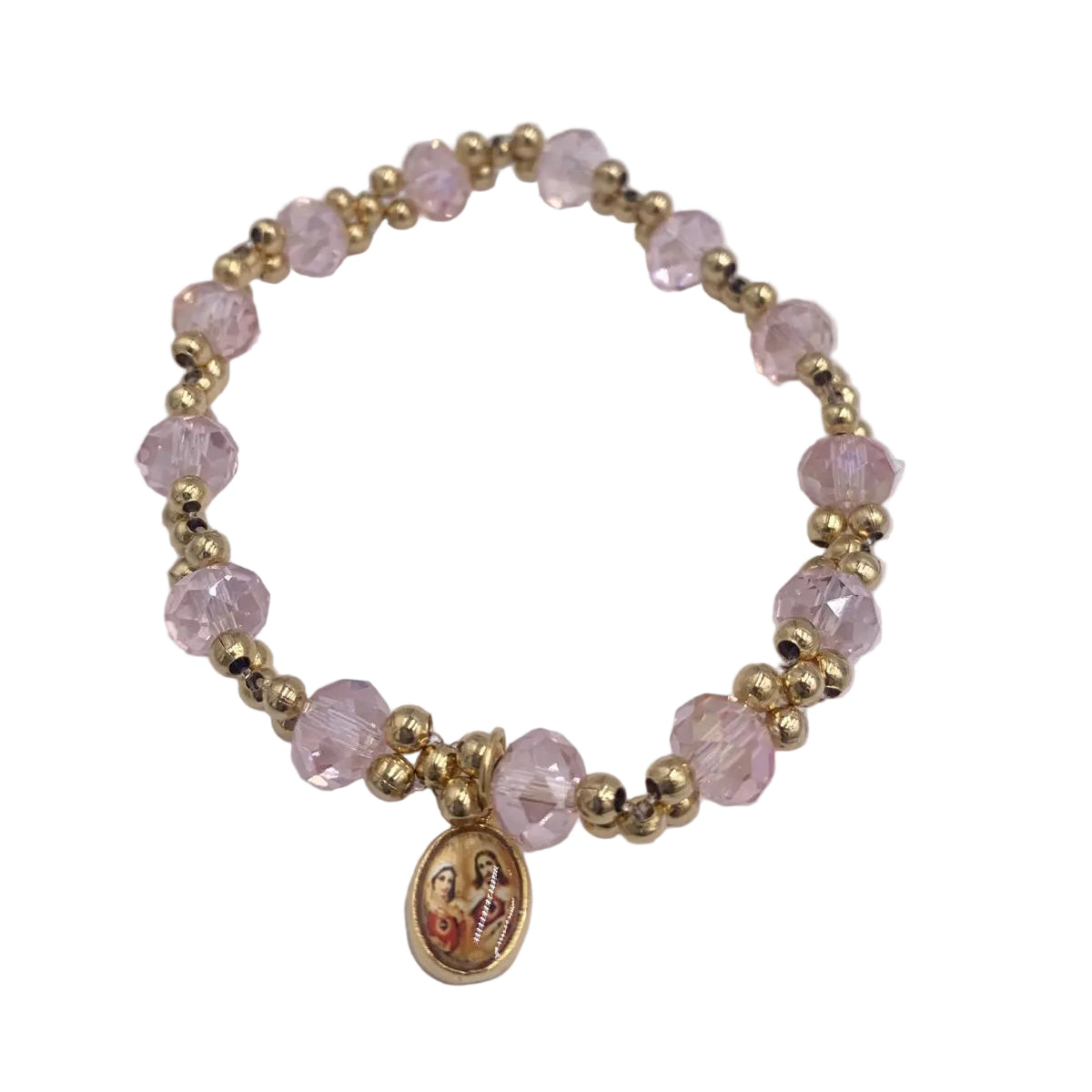 GOLD AND COLORFUL BRACELETS WITH DIFFERENT MEDALS