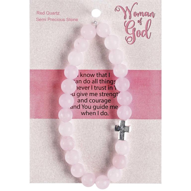 BRACELET WOMAN OF GOD PINK W/CROSS
