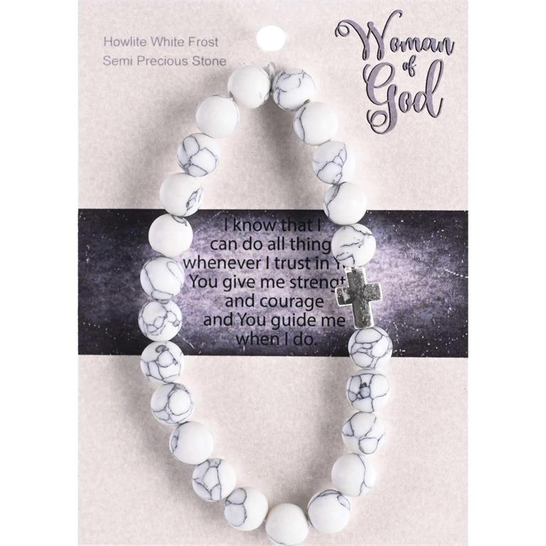 BRACELET WOMAN OF GOD HOWLITE WITH CROSS