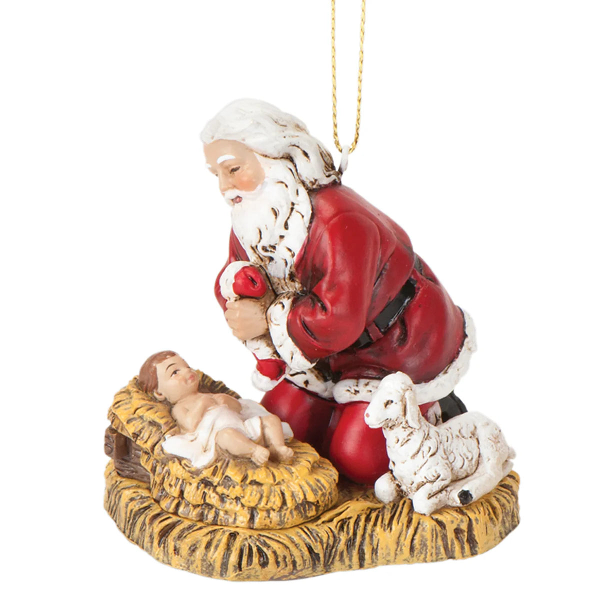 KNEELING SANTA  TREE ORNAMENT 2.75"H