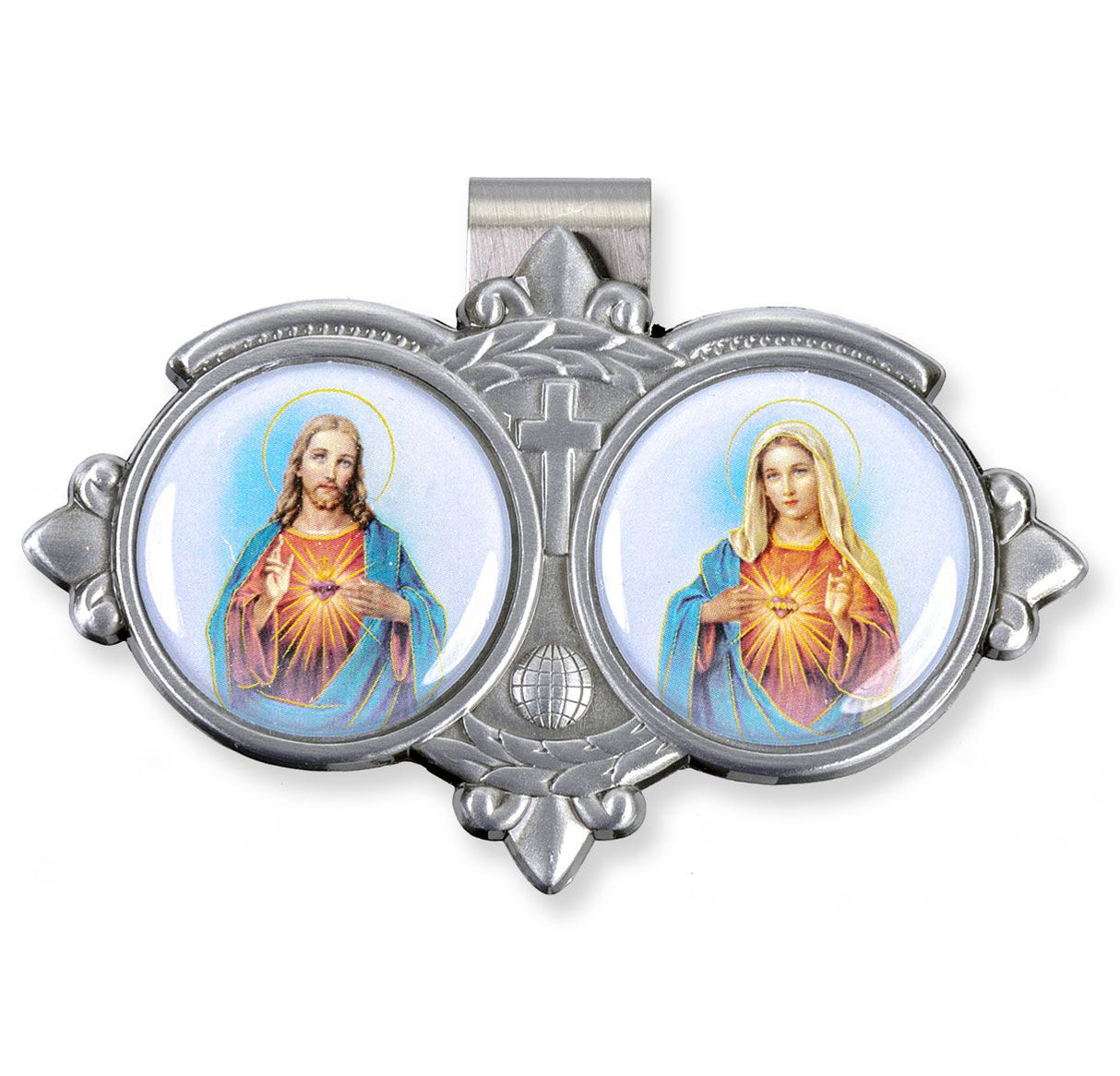 Sacred Heart and Immaculate Heart of Mary Resin Visor Clip