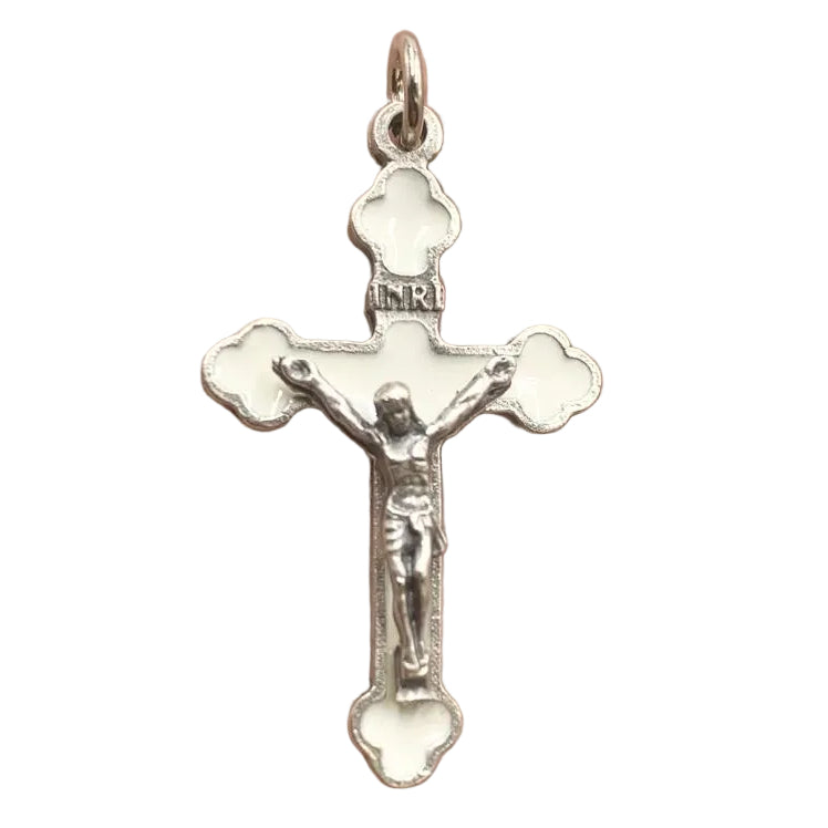 SMALL ENAMEL SILVER & RED CRUCIFIX