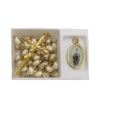 WHITE ROSARY OF OUR LADY OF CARMEL WITH MEDAL