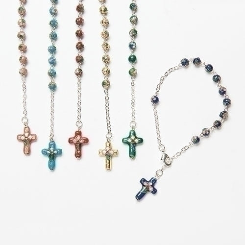 7"L CLOISONNE ROSARY BRACELET
