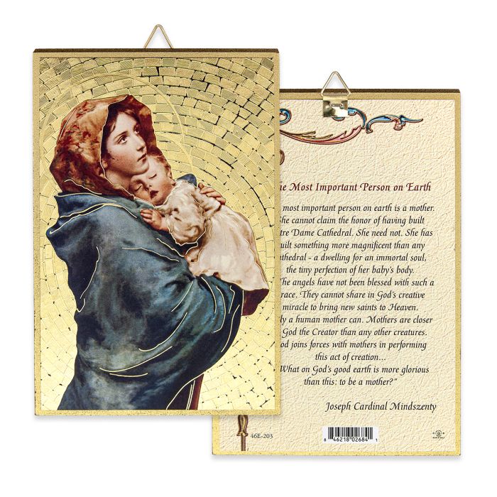 4" x 6" Gold Foil Our Lady of the Streets Mosaic Plaque