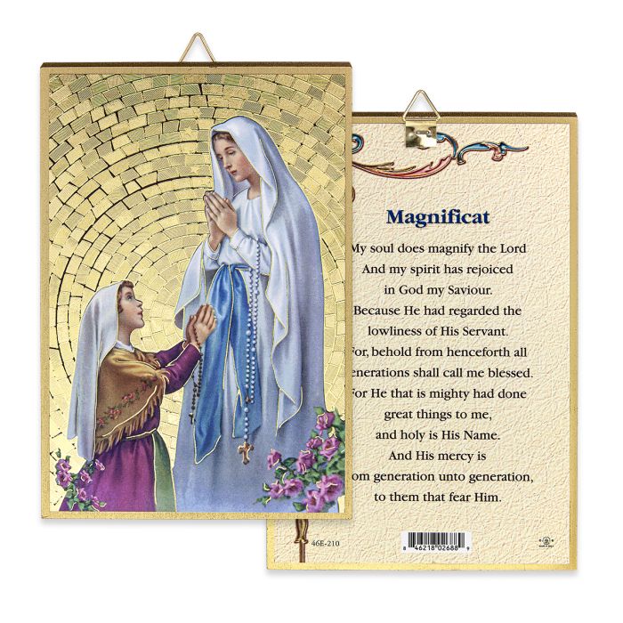 4" x 6" Gold Foil Our Lady of Lourdes Mosaic Plaque