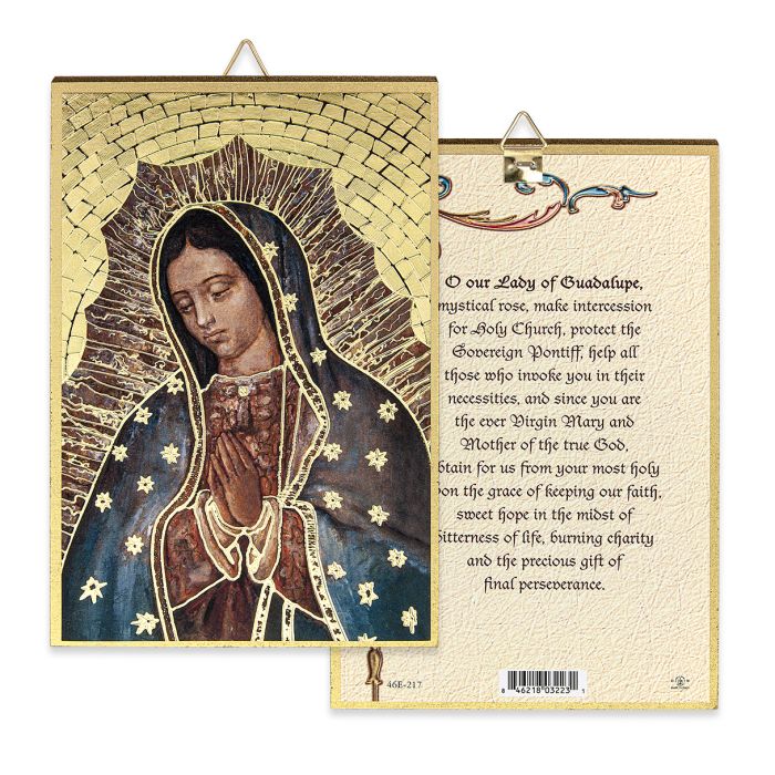 4" x 6" Gold Foil Our Lady of Guadalupe Mosaic Plaque