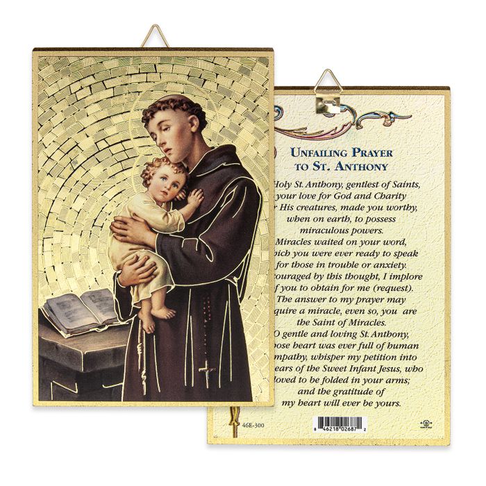 4" x 6" Gold Foil Saint Anthony Mosaic Plaque