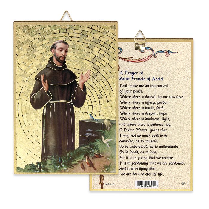4" x 6" Gold Foil Saint Francis Mosaic Plaque