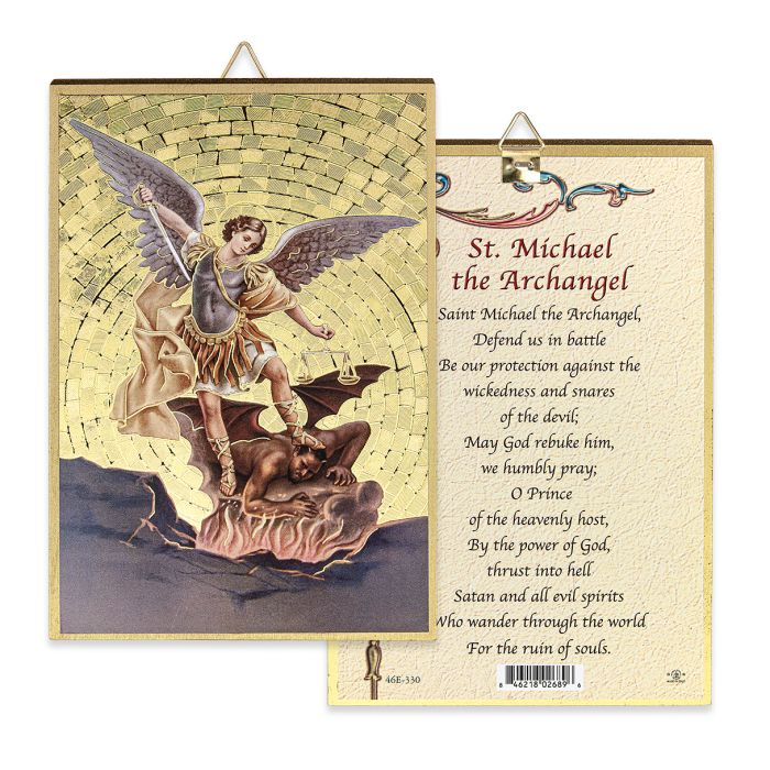 4" x 6" Gold Foil Saint Michael Mosaic Plaque
