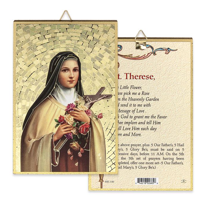 4" x 6" Gold Foil Saint Therese Mosaic Plaque