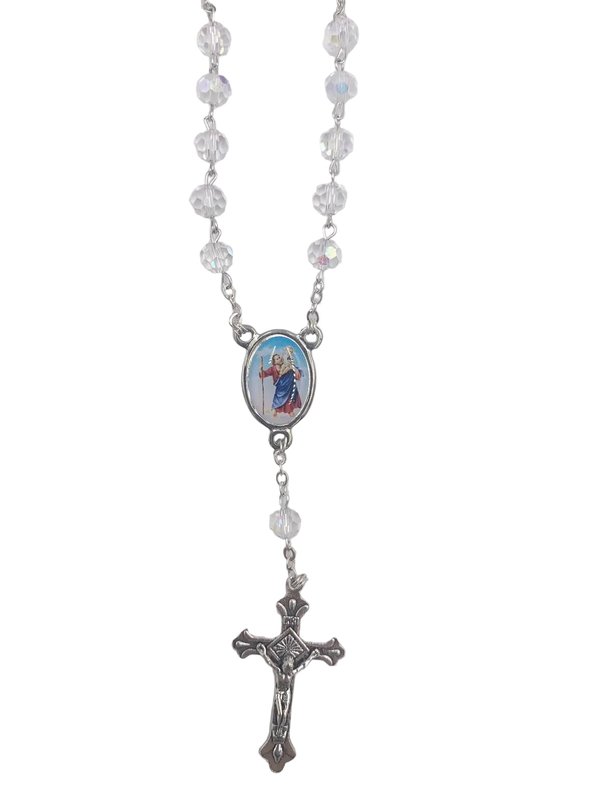 ST.CHRISTOPHER CLEAR BEAD CAR ROSARY