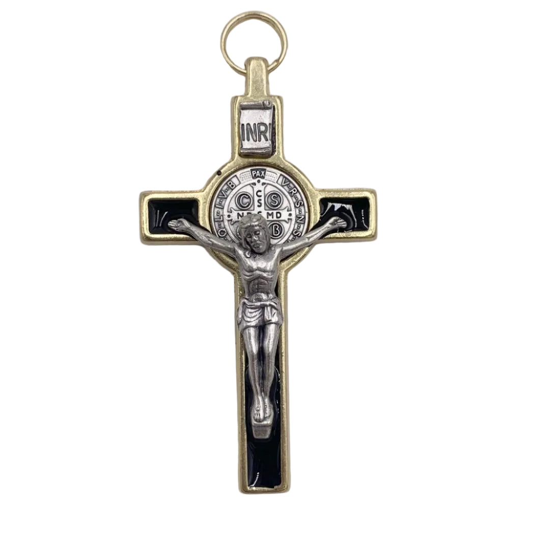 3" ST. BENEDICT GOLD AND BLACK CRUCIFIX