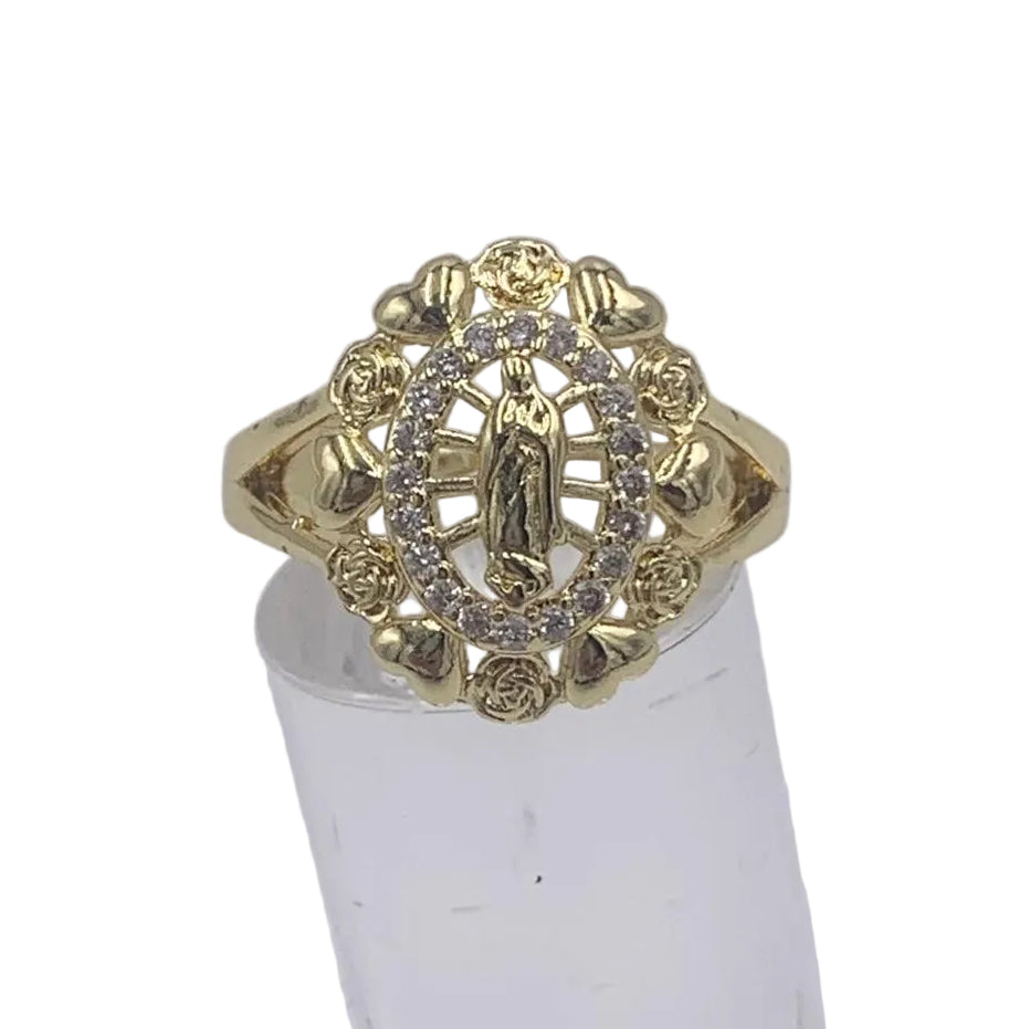 OUR LADY OF GUADALUPE WITH HEARTS AND ROSES RING