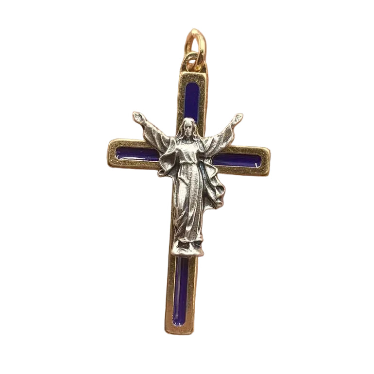 1.5" SMALL GOLD AND BLUE CRUCIFIX