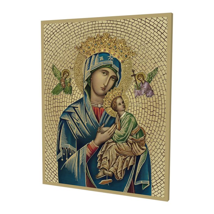 Gold Foil Mosaic Plaque of Our Lady of Perpetual Help.