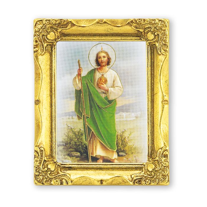 3" x 2" Antique Gold Frame with Saint Jude Print-P65