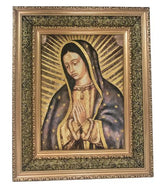 Virgen De Guadalupe Imagen 27"x35" En Tela Acojinada Doble Cuadro
