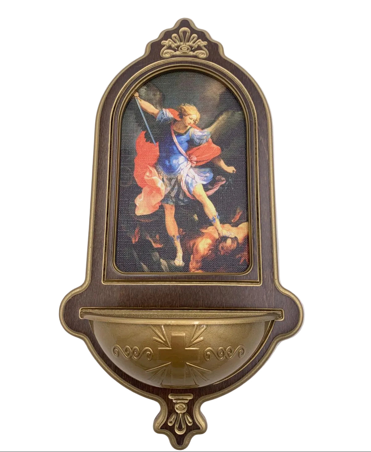 St. Michael Wooden Holy Water Font