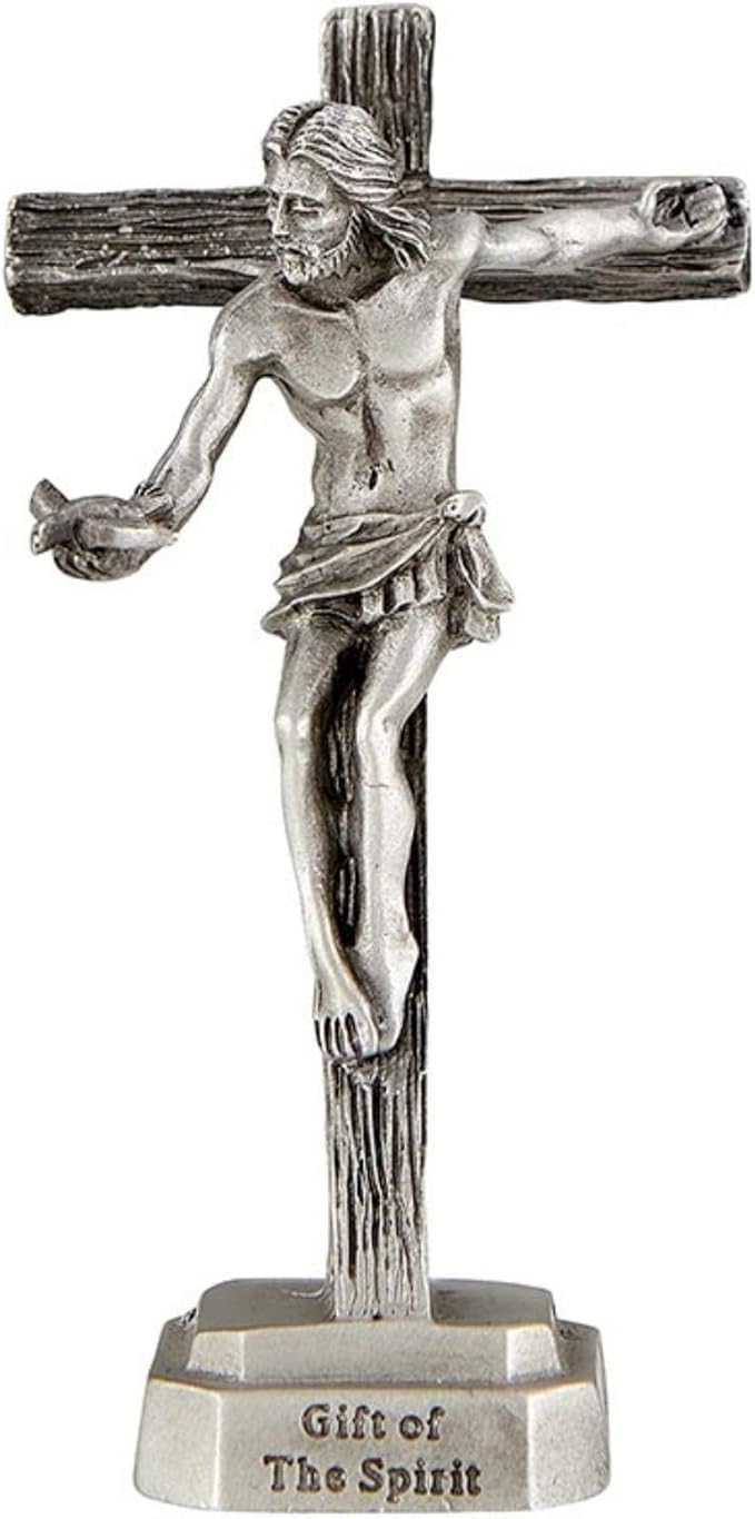 Gift of the Spirit Holy Dove Small Pewter Standing Crucifix Cross,3 1/2 Inch, Silver