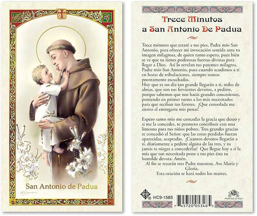 Trece Minutos a San Antonio De Padua Laminated Prayer Card