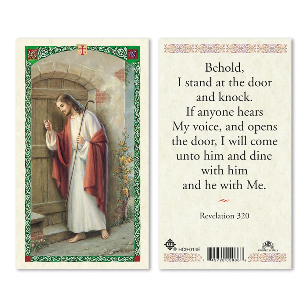 Jesus Knocking at the Door Laminated Prayer Card