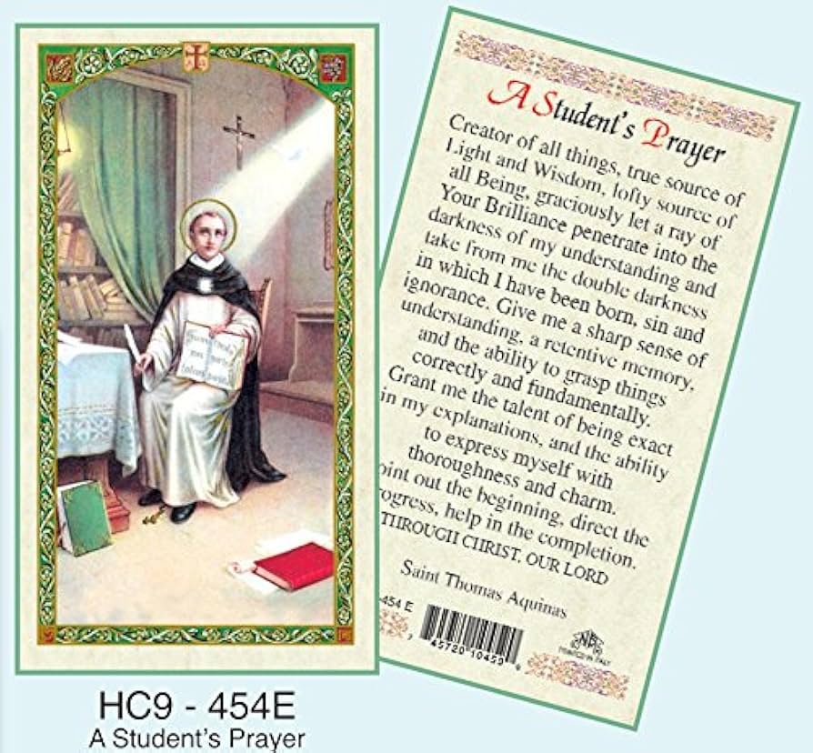 St. Thomas Aquinas Laminated Prayer Card