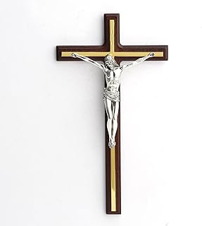 CRUCIFIX WALL PLAQUE-CROSS AND JESUS ON WOOD C6-R
