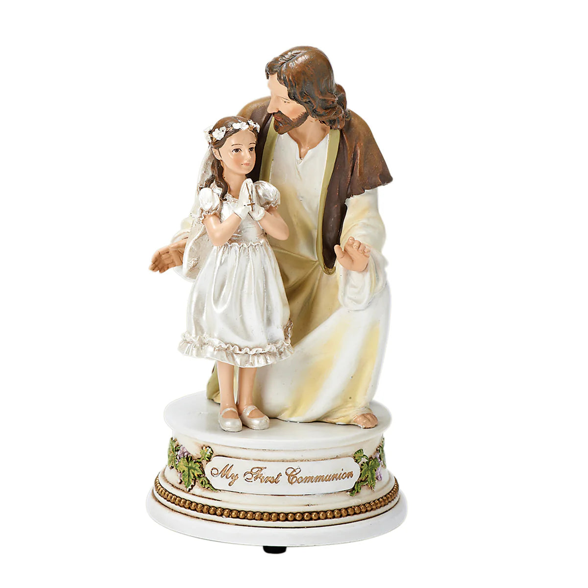Jesus with Girl First Communion Musical Figure - "The Lord's Prayer" Tune J-4R