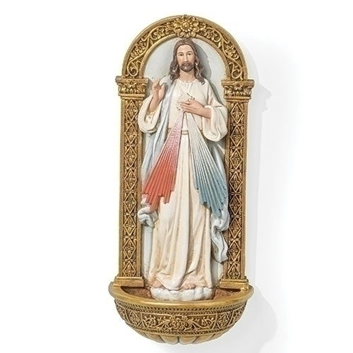 7.25"H DIVINE MERCY HOLY WATER E2-R