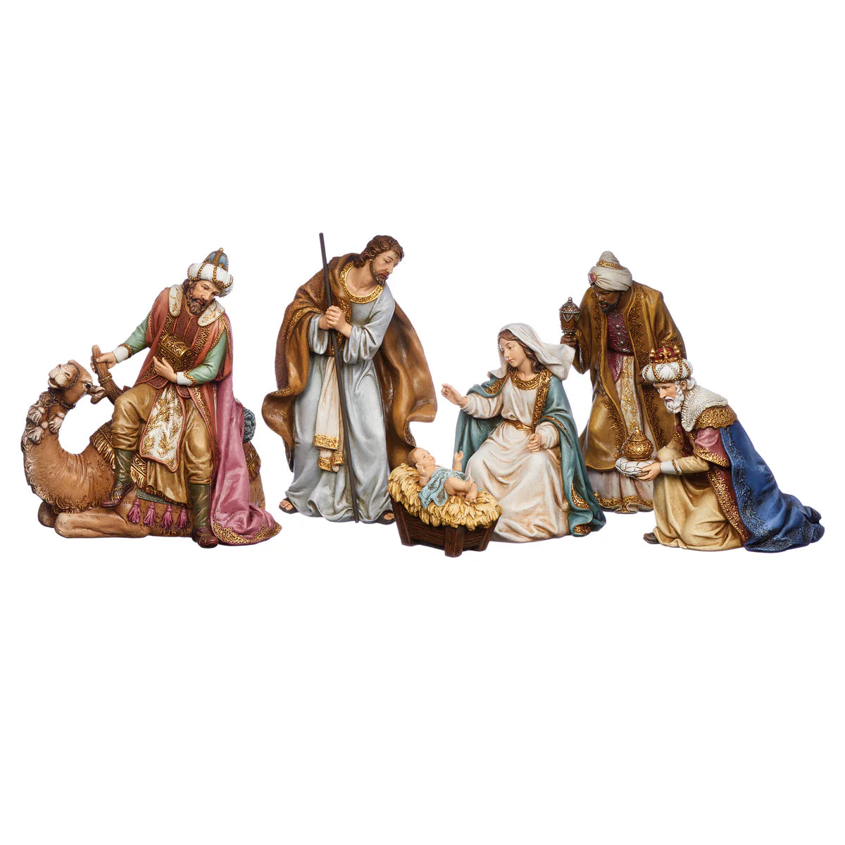 Elegant Nativity 6PC  Set with King on Camel 8.5"H