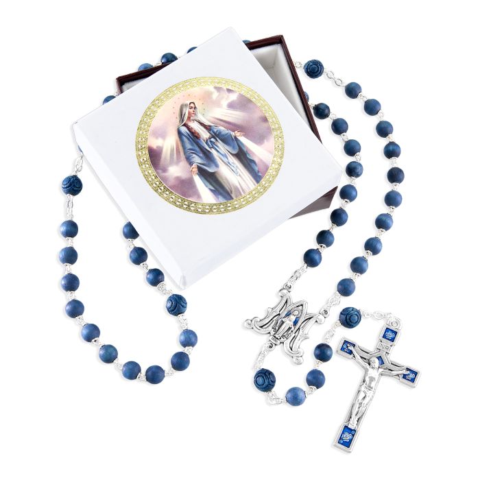 Rosary with Blue Epoxied Miraculous Medal