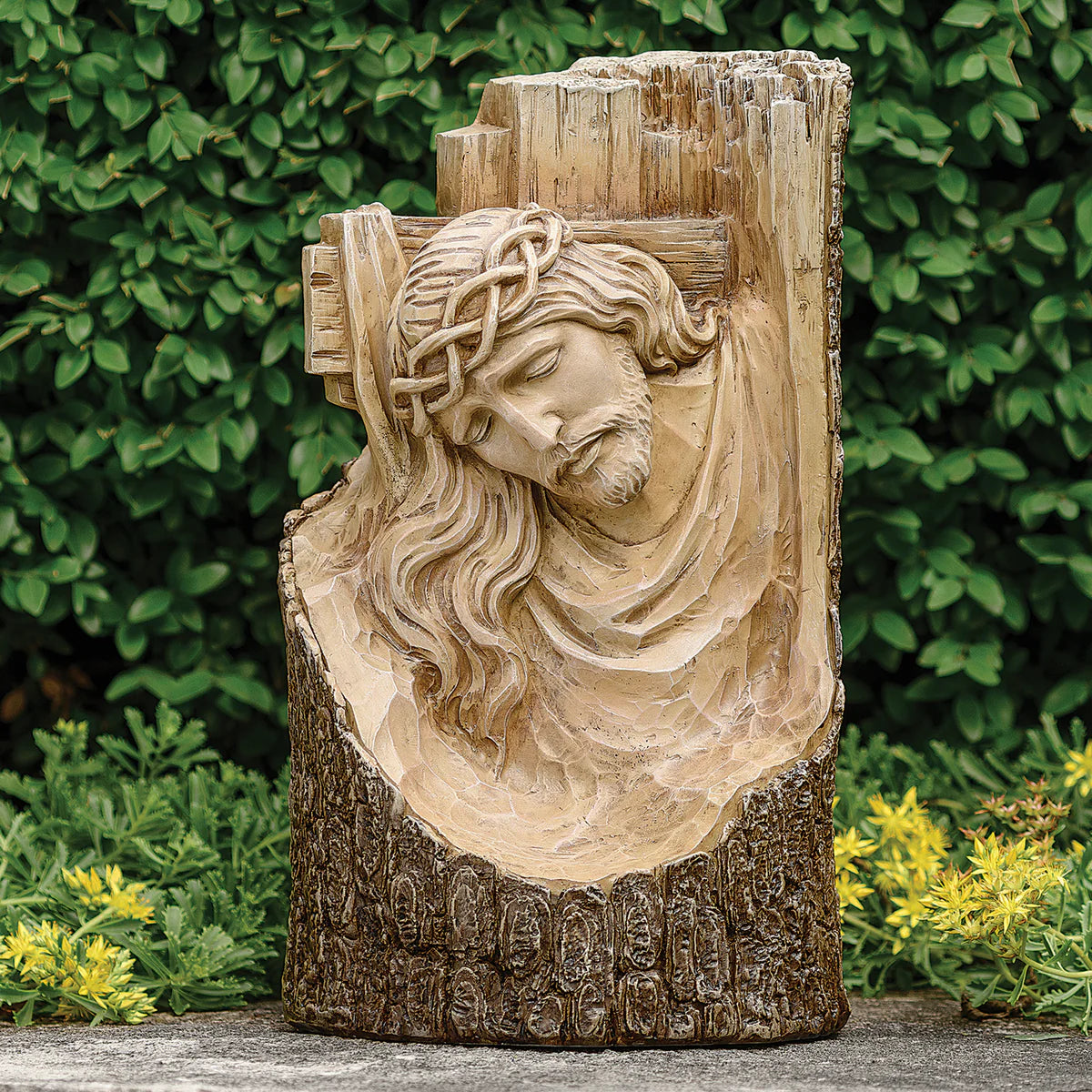 Joseph's Studio Carved-Look Cross with Jesus Garden Statue F-5R