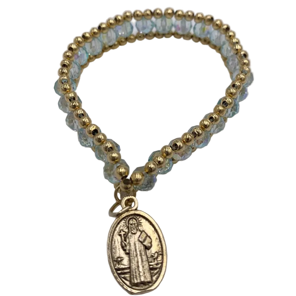 ST BENEDICT MEDAL BRACELET  WITH GOLD AND  DIFFERENT COLORS